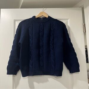 Vintage mended 100% wool navy blue sweater